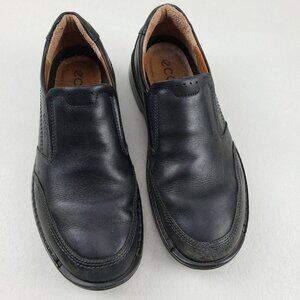 Ecco Fusion Slip On Loafer Shoe Mens 10-10.5 EU 44 Black Leather Casual Comfort